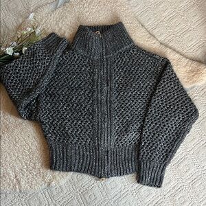 Whitehouse Blackmarket Women Metallic Two-Way Zipper Cardigan